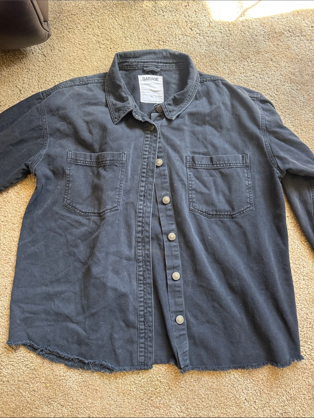 Garage Men's Black Casual Button-Down Shirt Jacket